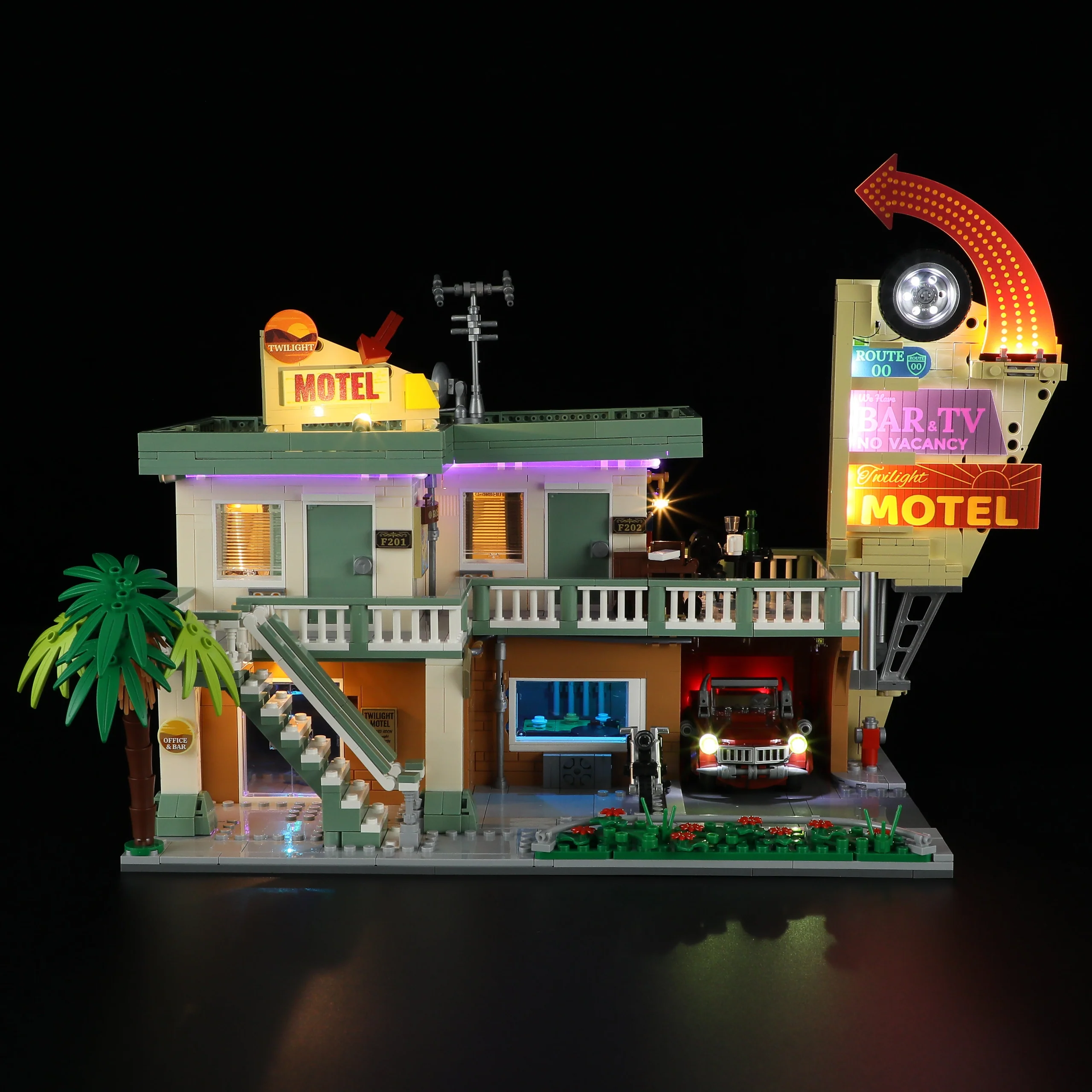 Twilight Motel Retro Neon Building Set with 22 LED Lights