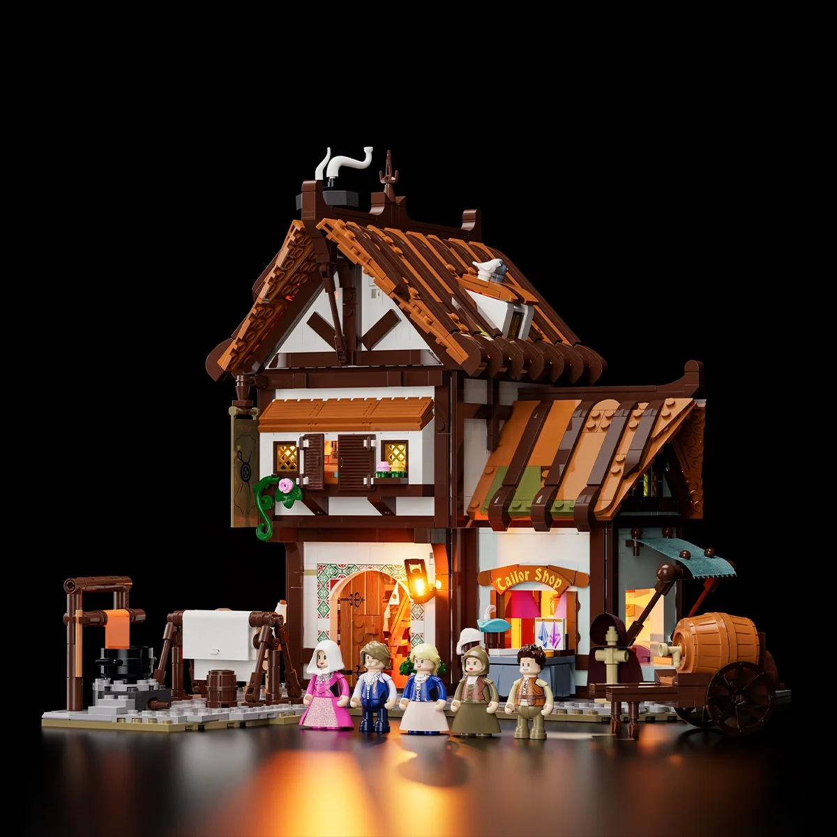 Medieval Tailor Shop Lighted Three-Floor Building Set