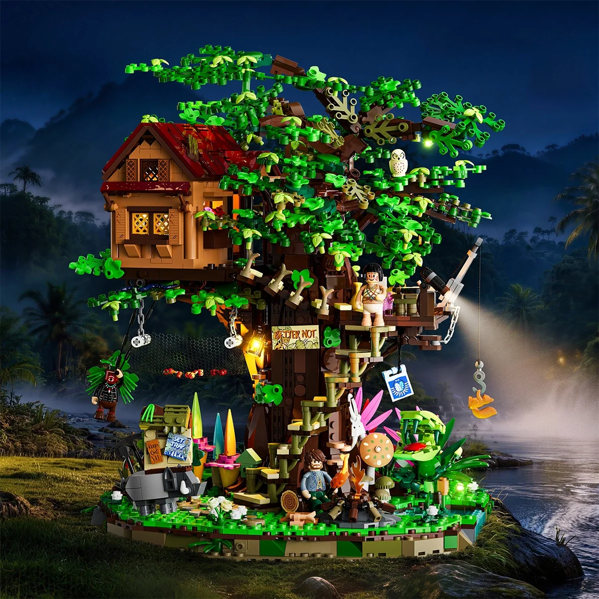 Explorer Treehouse Jungle Building Set with Lights
