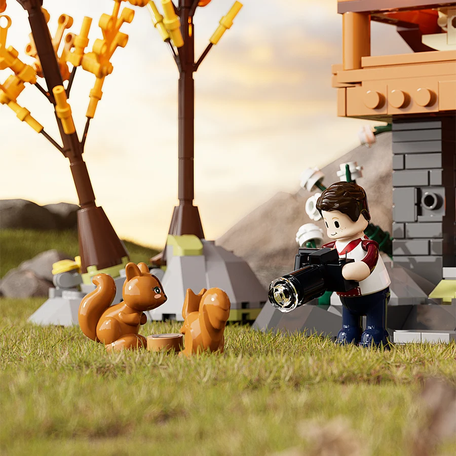 Mountain Cabin Building Set with Detachable Floors and Lighting