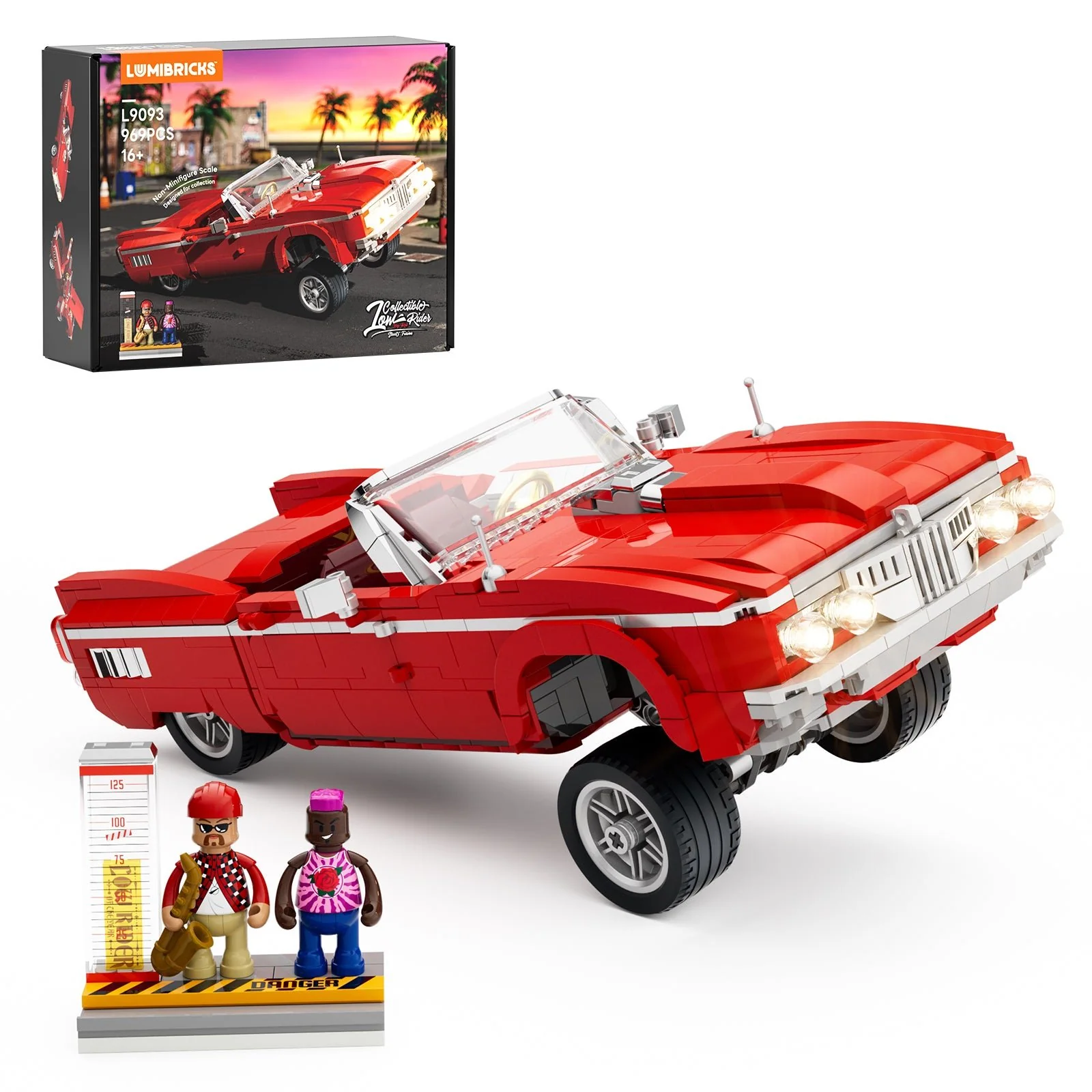 Collectible Low Rider Big Red Truck Building Set with Minifigures