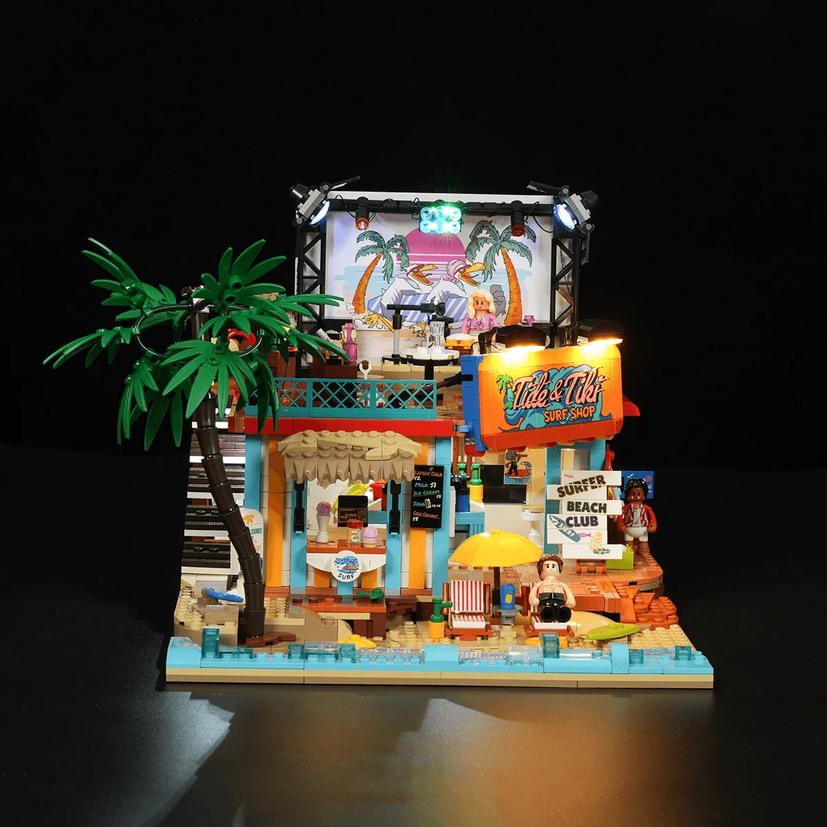 Lumibricks Surf Shop Beach Building Set with Stage and Lights