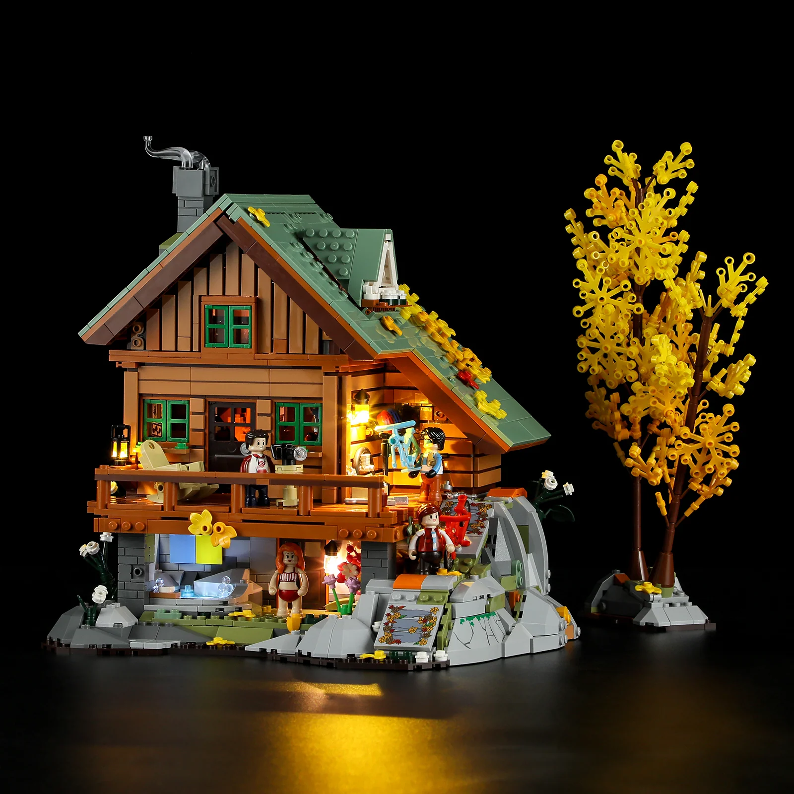 Mountain Cabin Building Set with Detachable Floors and Lighting