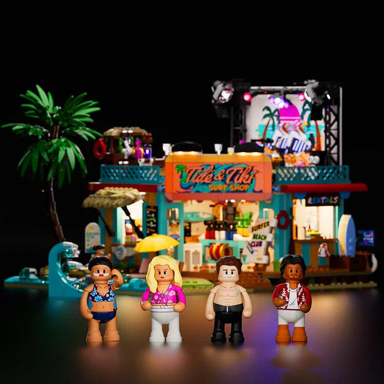 Lumibricks Surf Shop Beach Building Set with Stage and Lights