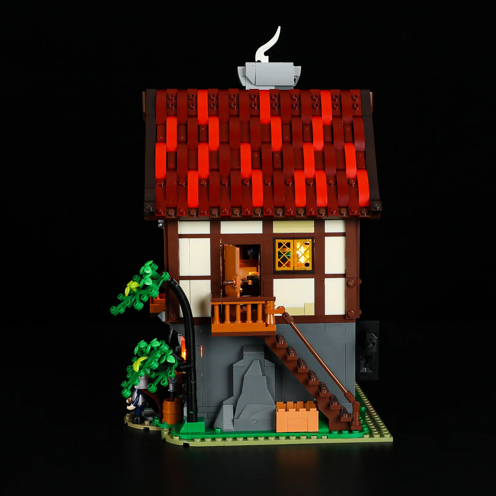 Forge House 1595-Piece Medieval Workshop Building Set with Lights