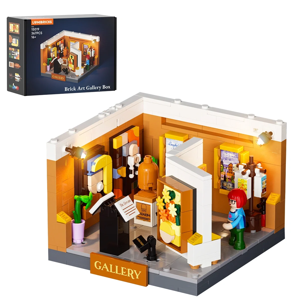 Brick Art Gallery Box 16 x 16 Museum Building Set with Lights