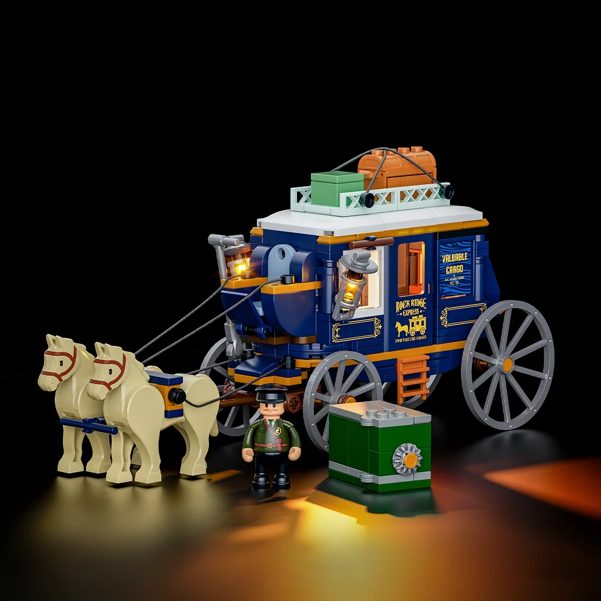 Treasure Stagecoach L9099 Western Vault Wagon with Three Light Effects