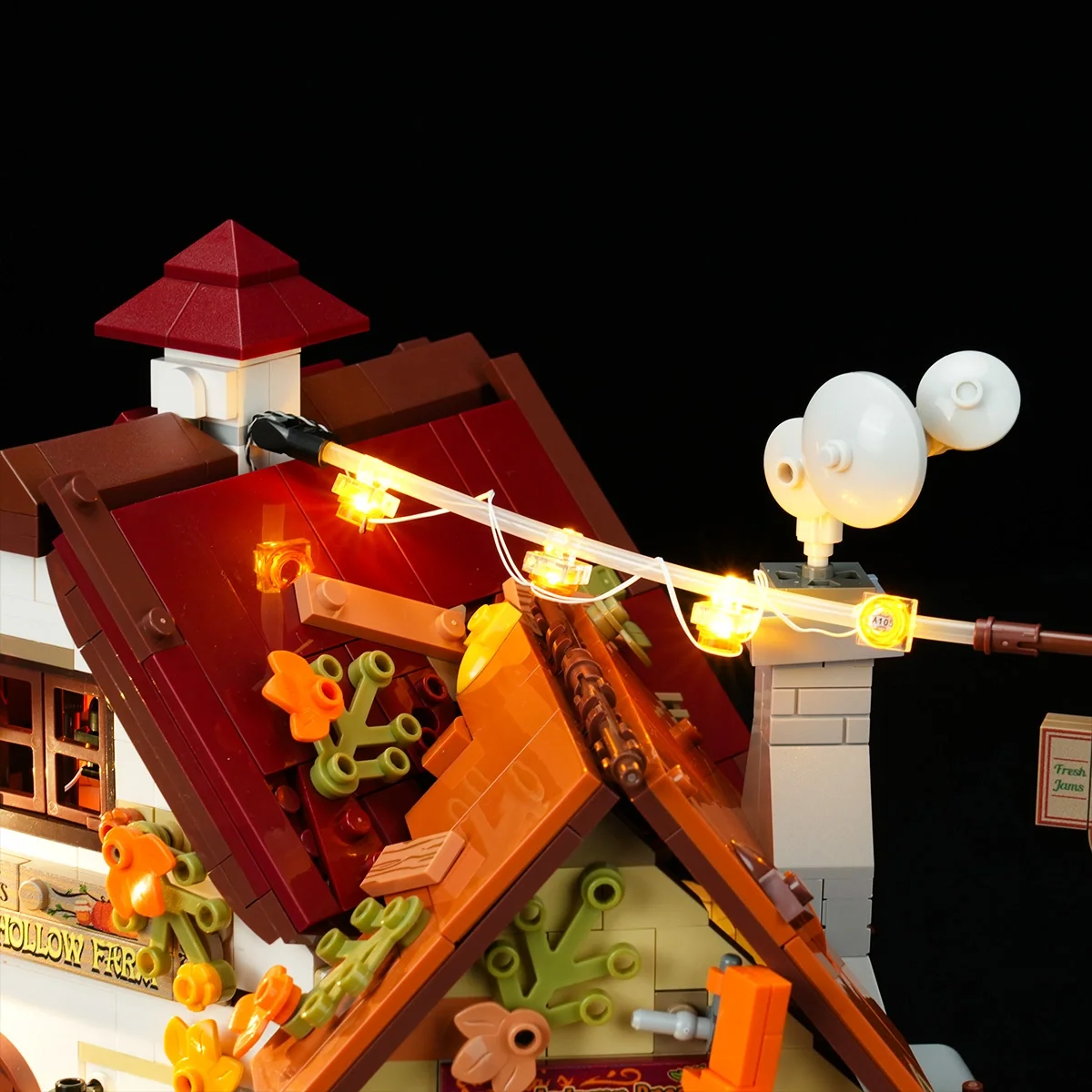 Autumn Farmhouse Halloween Building Set with 12 LED Lights