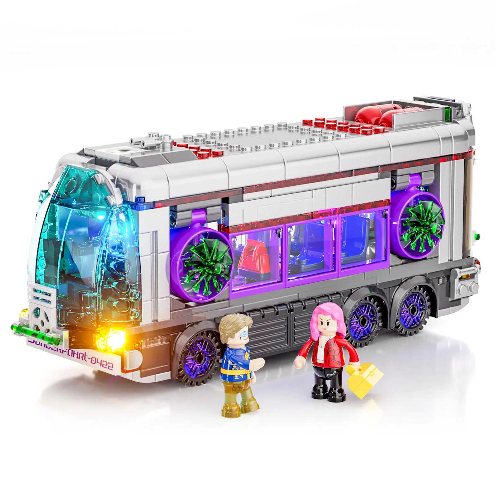 Future Bus Cyberpunk Building Set with Neon Lights