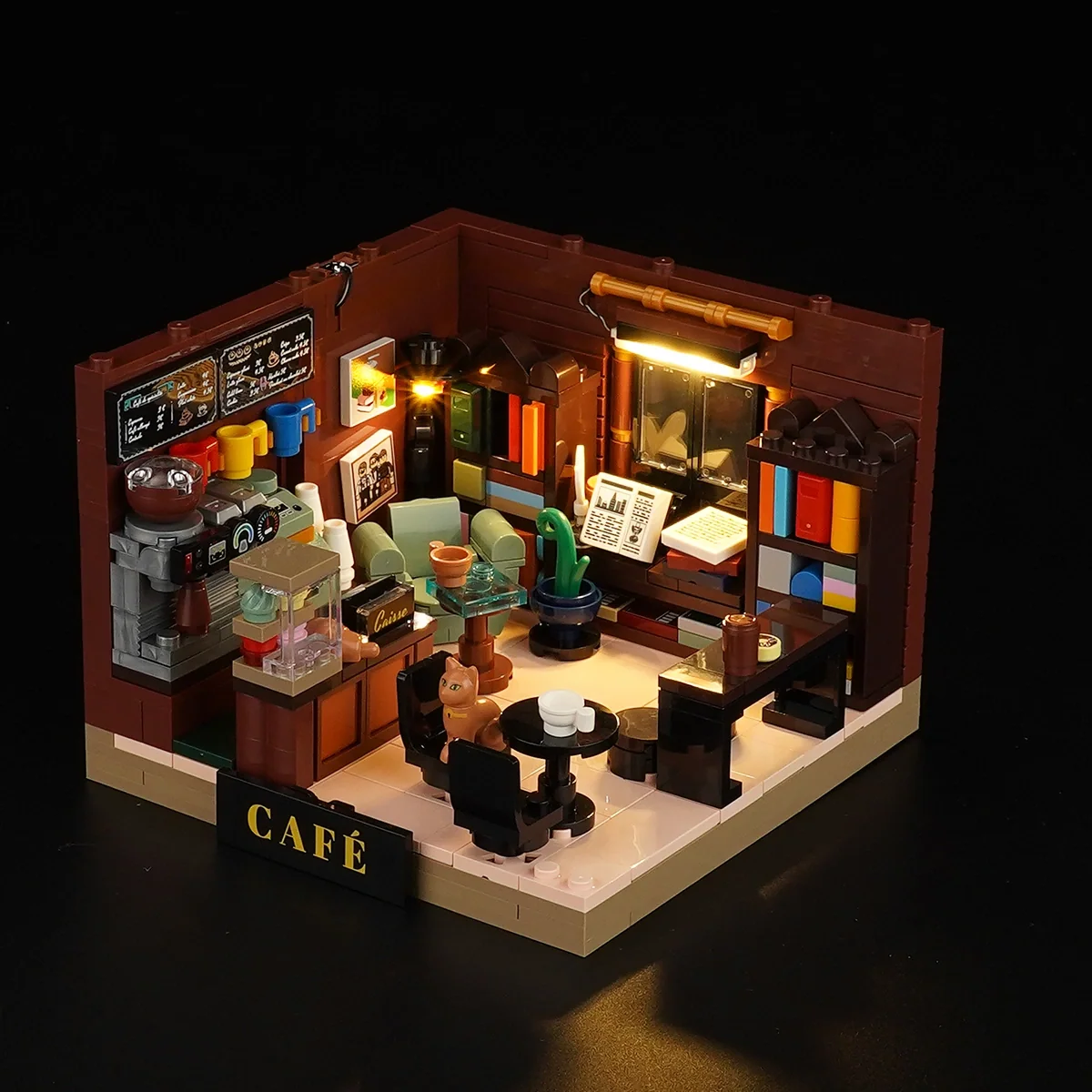 Book-Cafe Box Miniature Brick Set for Desks and Shelves