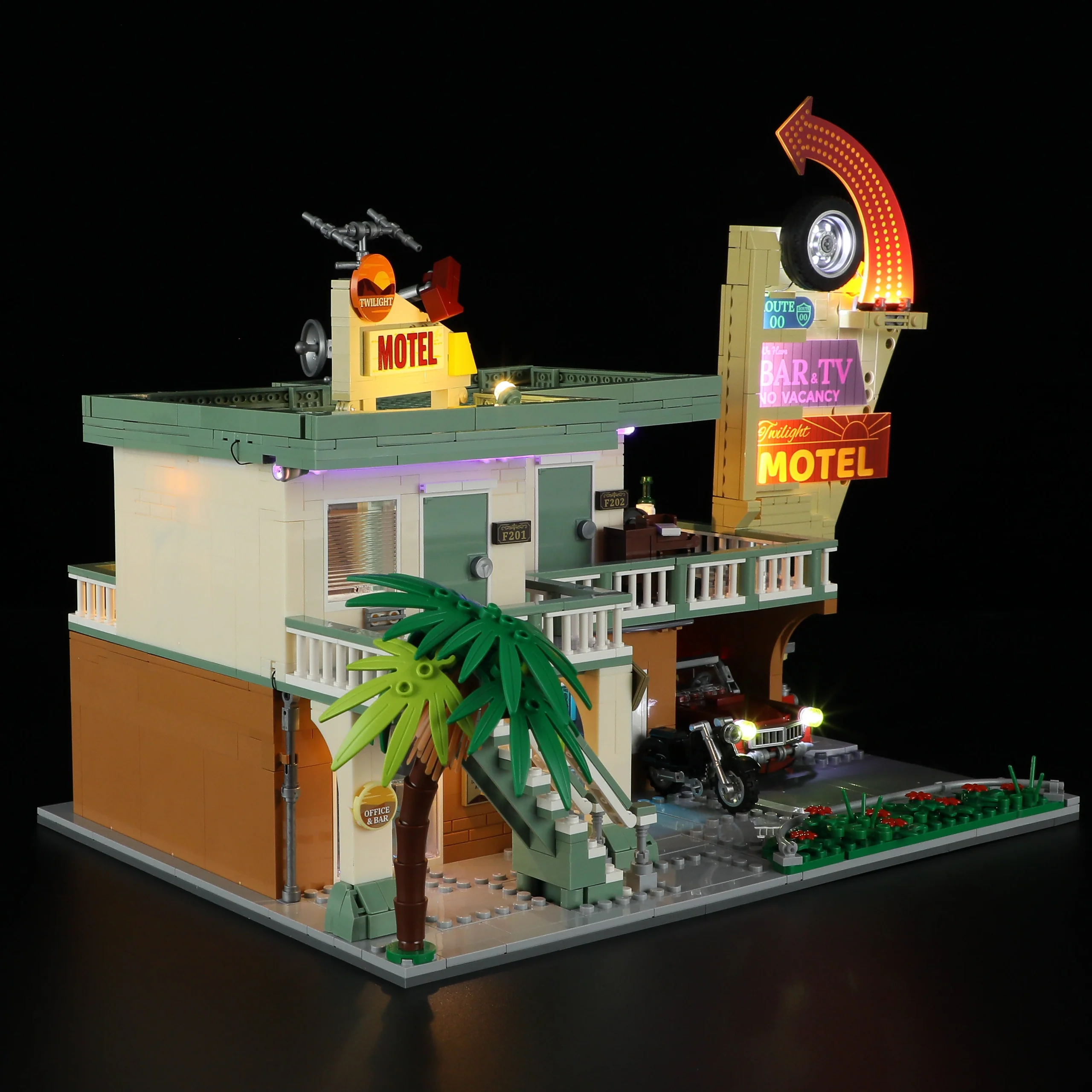 Twilight Motel Retro Neon Building Set with 22 LED Lights