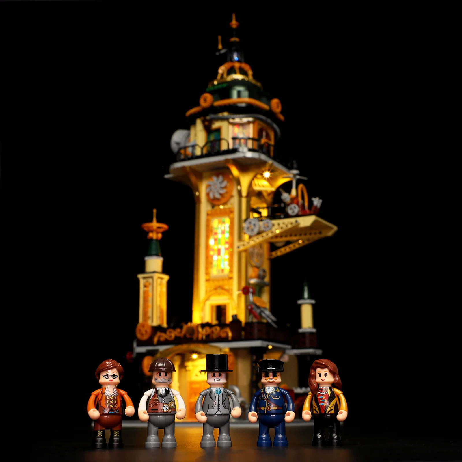 Steampunk Watch Tower Building Set with 19 LED Lights