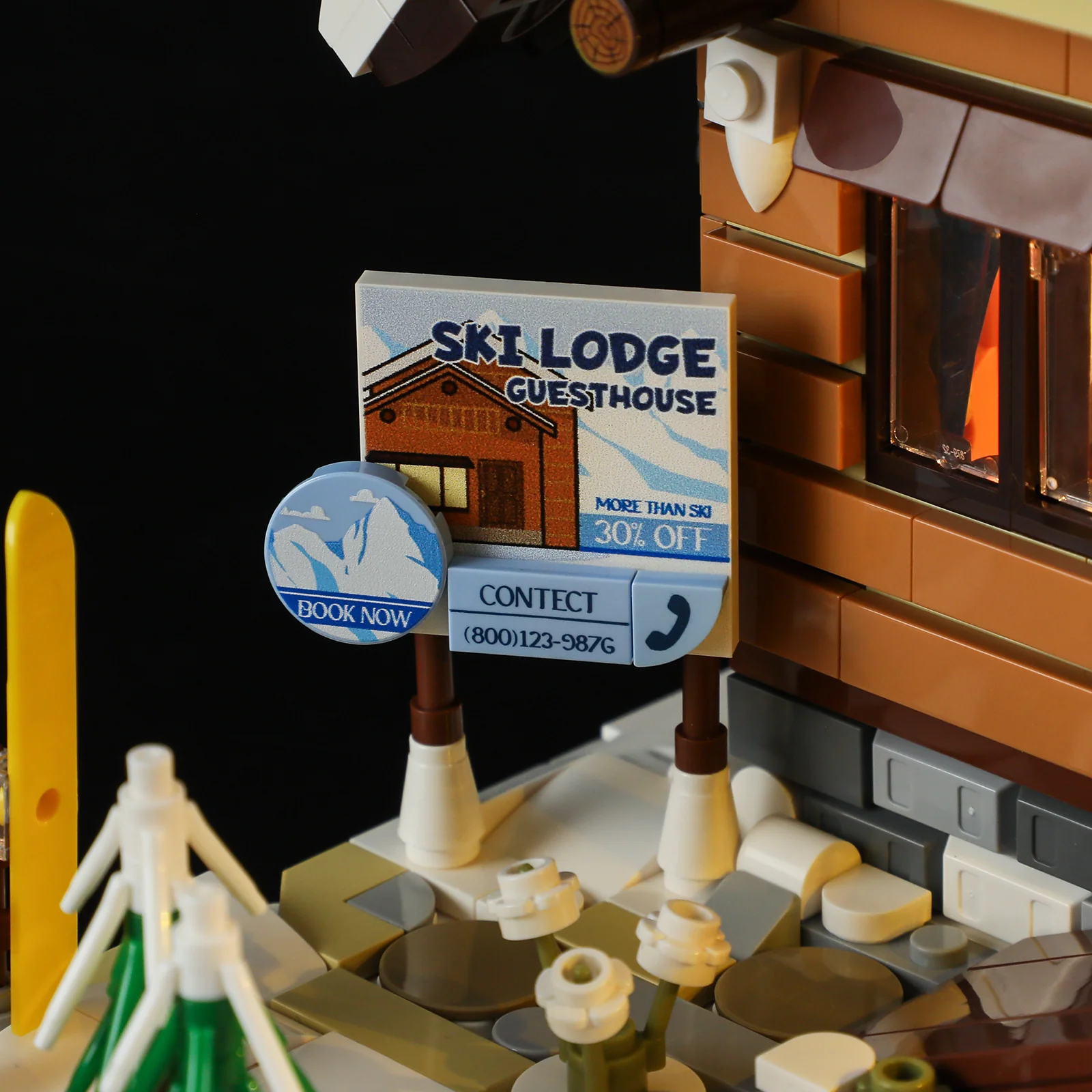 Ski Lodge 2187-Piece Winter Retreat Building Set with Lighting Kit