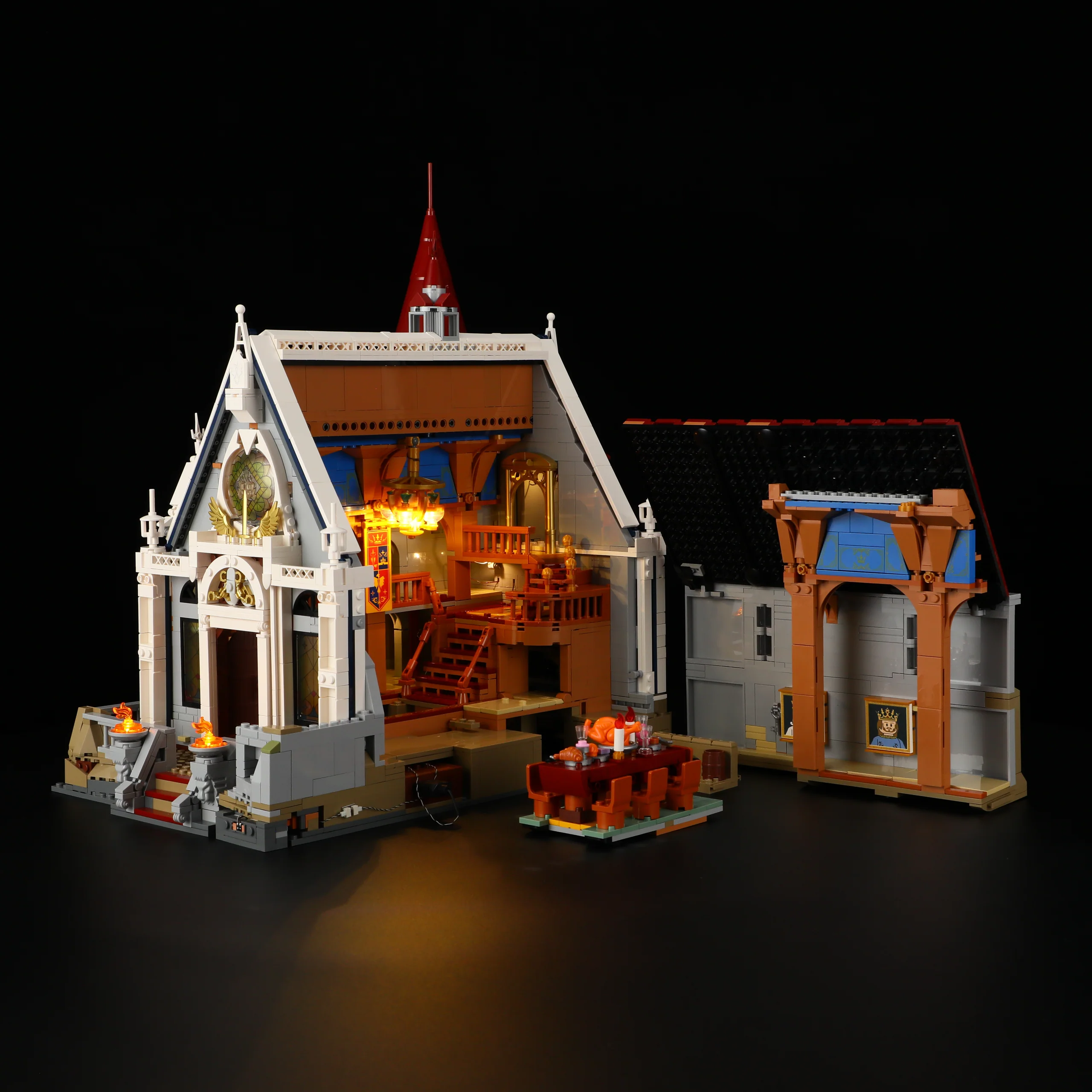 Castle Banquet Hall L9071 Medieval Brick Build with Stained Glass Lights