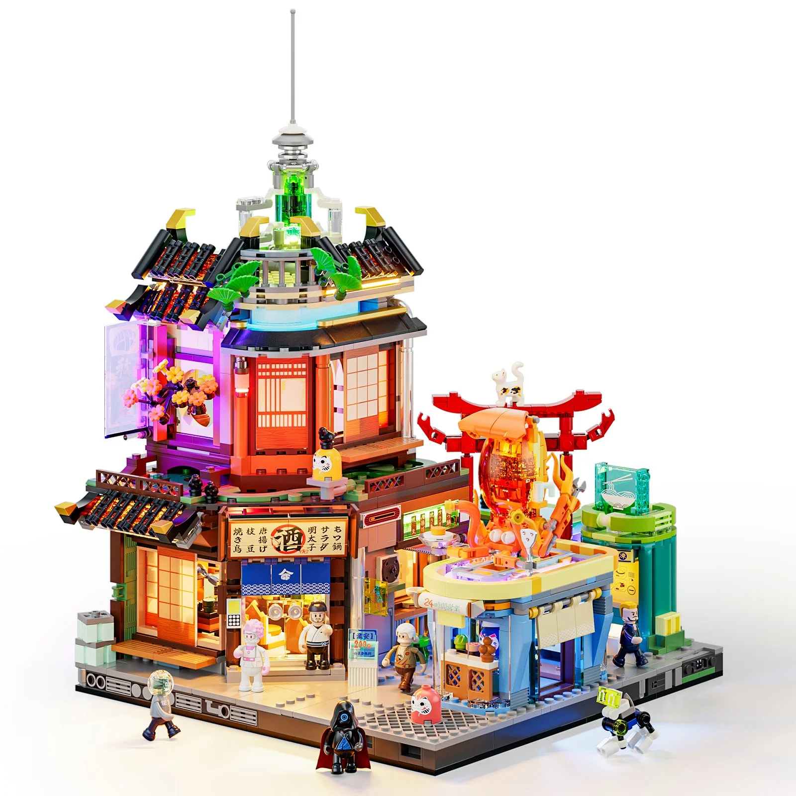 Izakaya Cyberpunk Building Set with 20 LED Lights