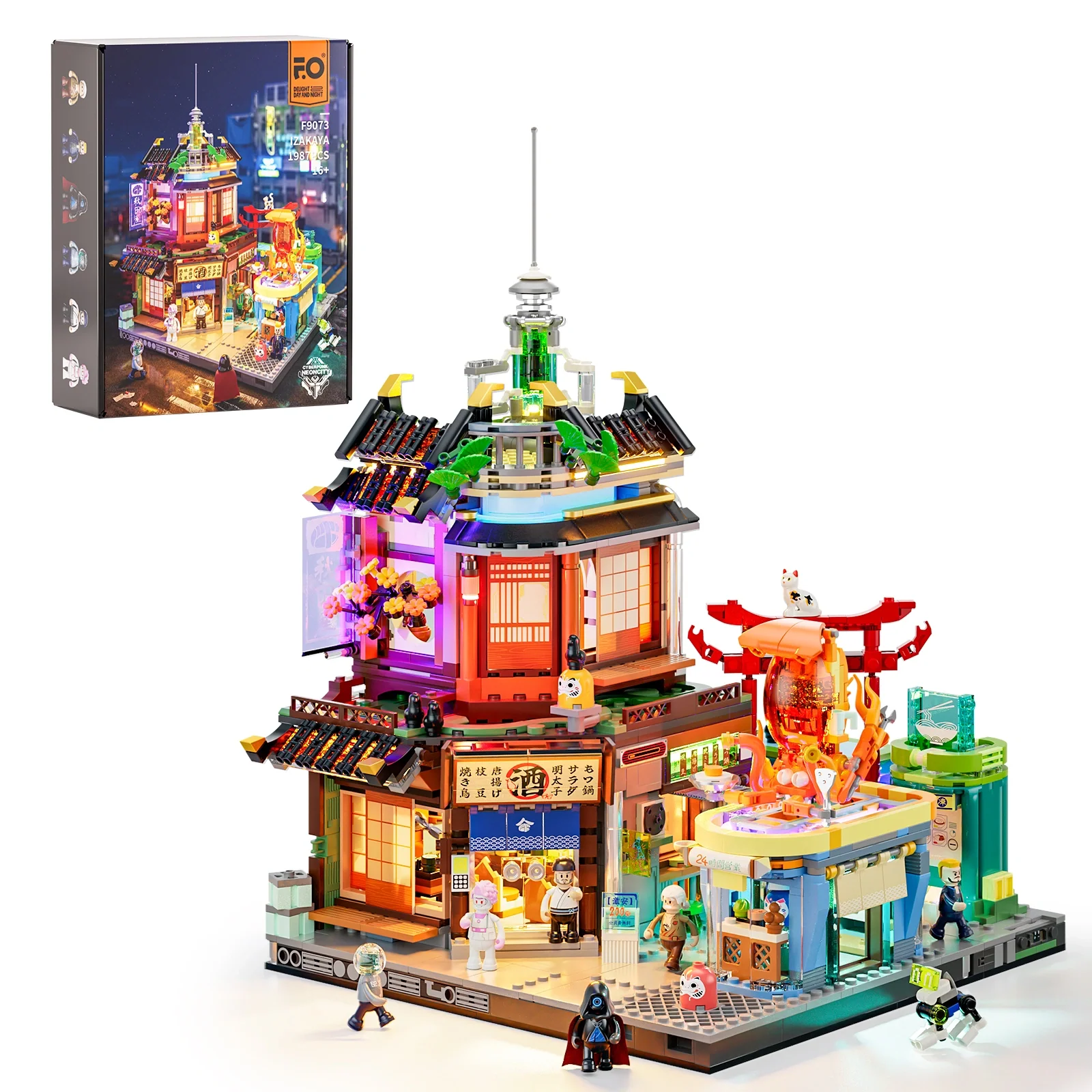 Izakaya Cyberpunk Building Set with 20 LED Lights