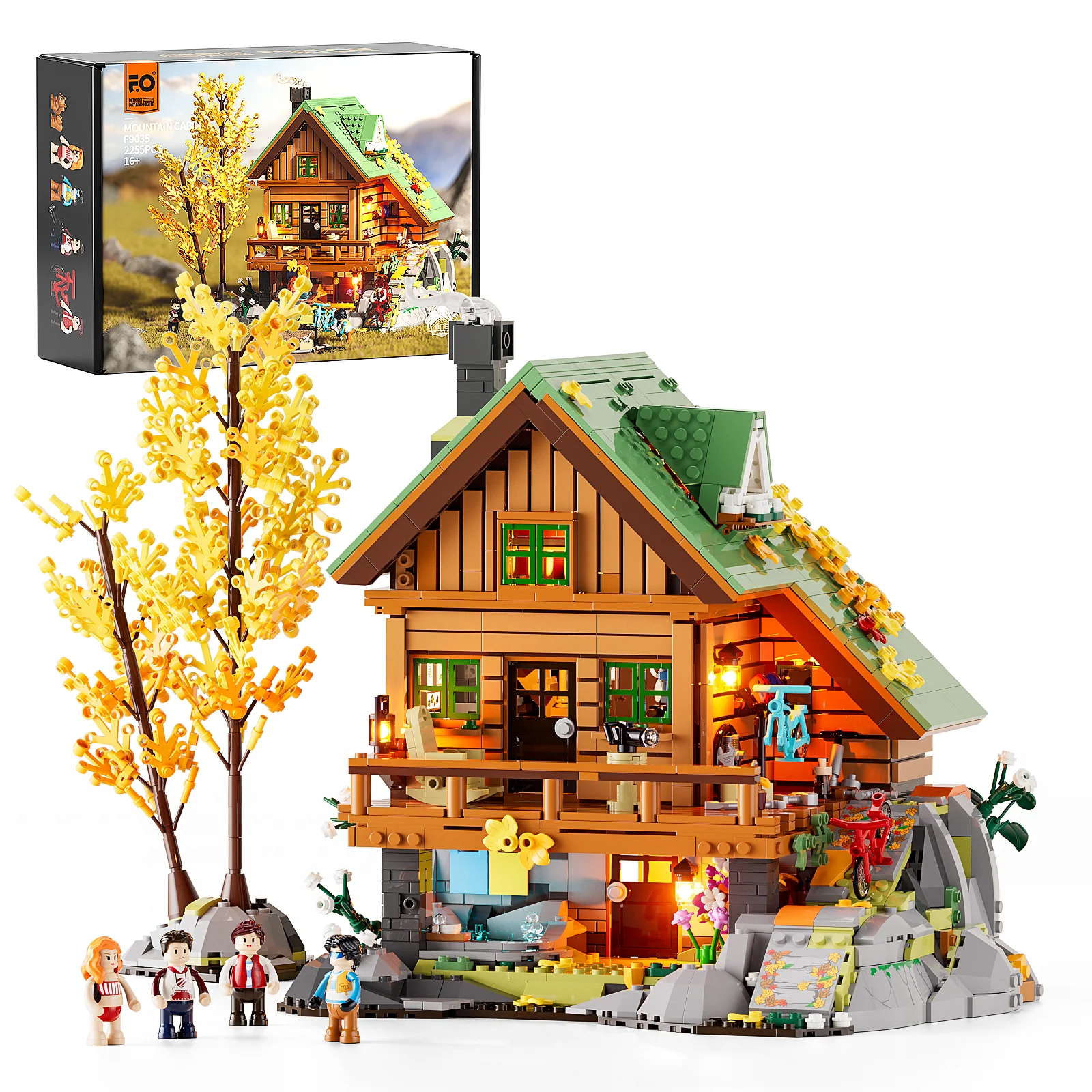Mountain Cabin Building Set with Detachable Floors and Lighting