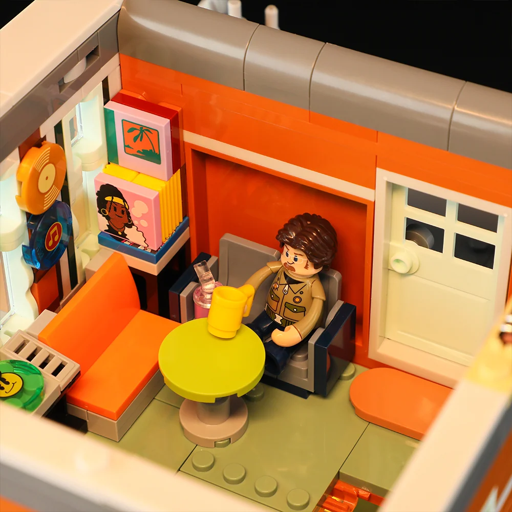 Record Store Building Set with 90s Hip-Hop Street Style