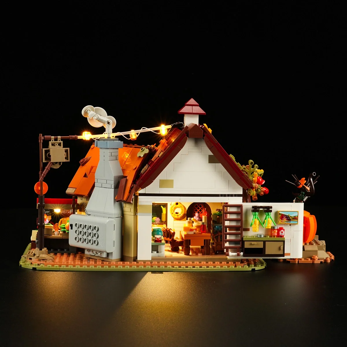 Autumn Farmhouse Halloween Building Set with 12 LED Lights