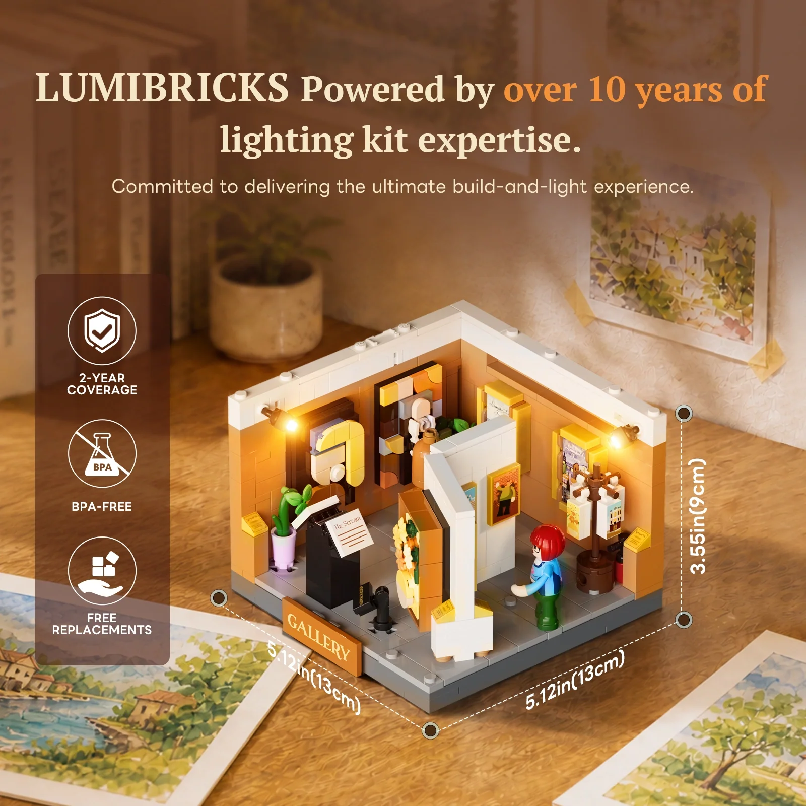 Brick Art Gallery Box 16 x 16 Museum Building Set with Lights