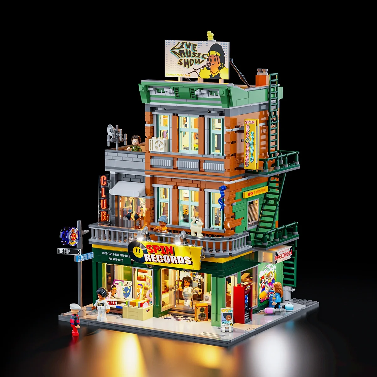 Record Store Building Set with 90s Hip-Hop Street Style