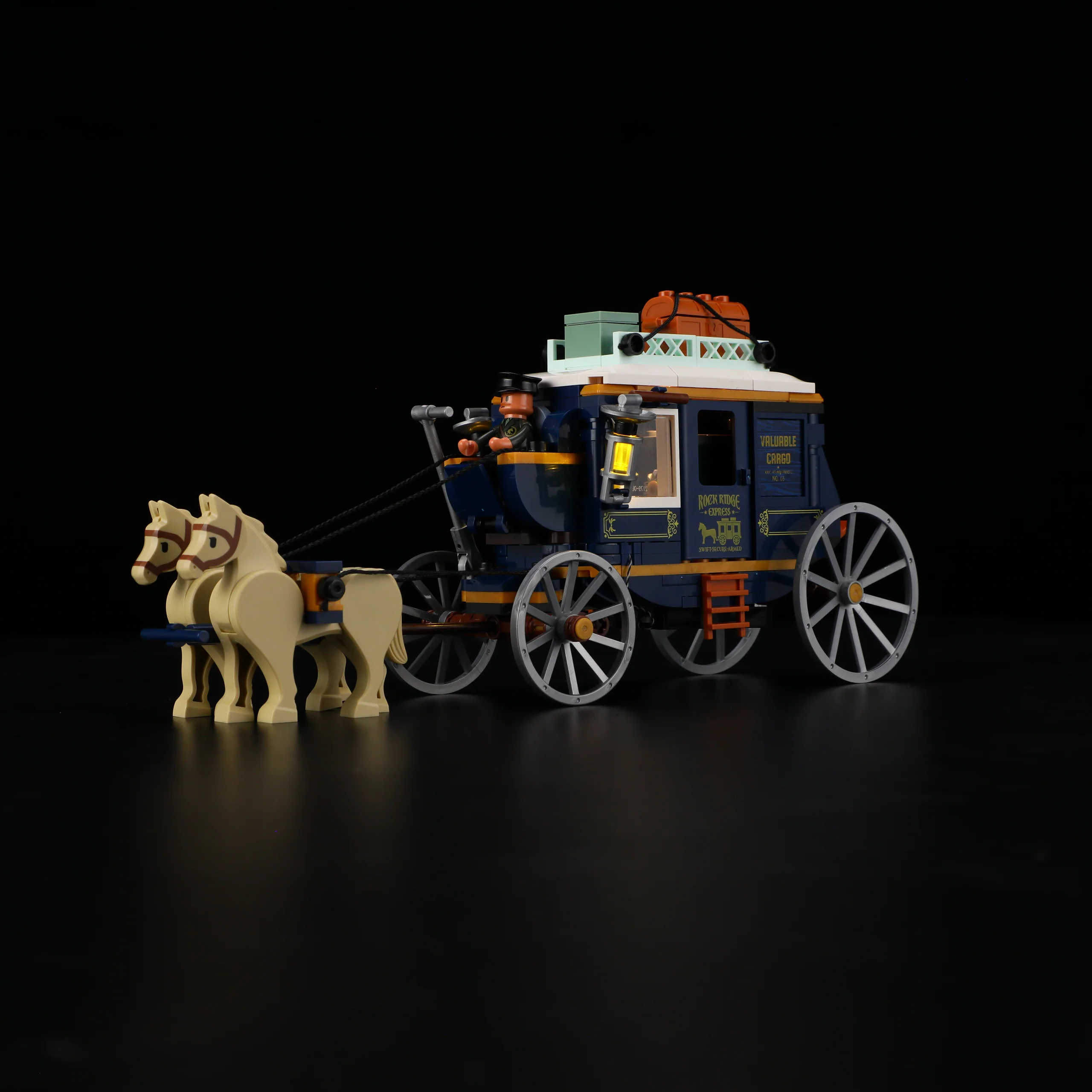 Treasure Stagecoach L9099 Western Vault Wagon with Three Light Effects