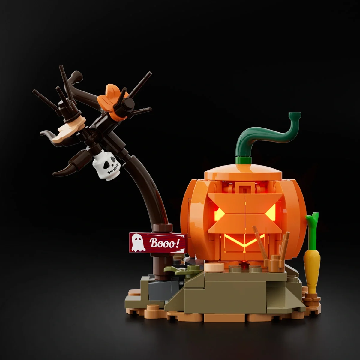 Autumn Farmhouse Halloween Building Set with 12 LED Lights