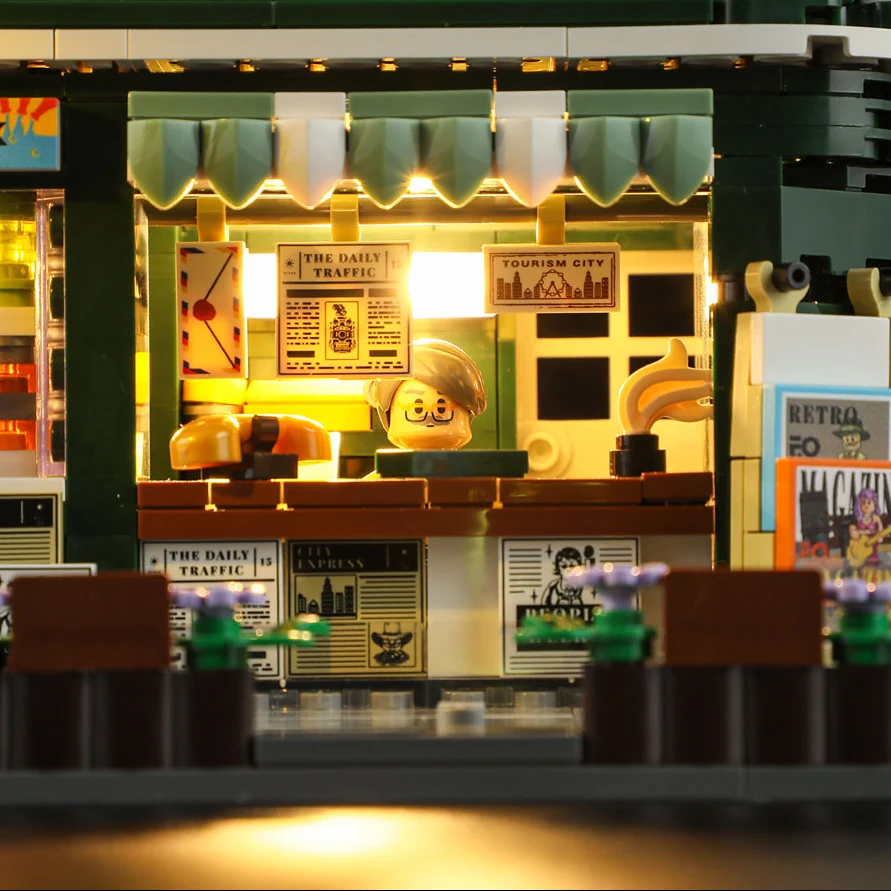 Lumibricks Newsstand Corner Kiosk Building Set with Lights