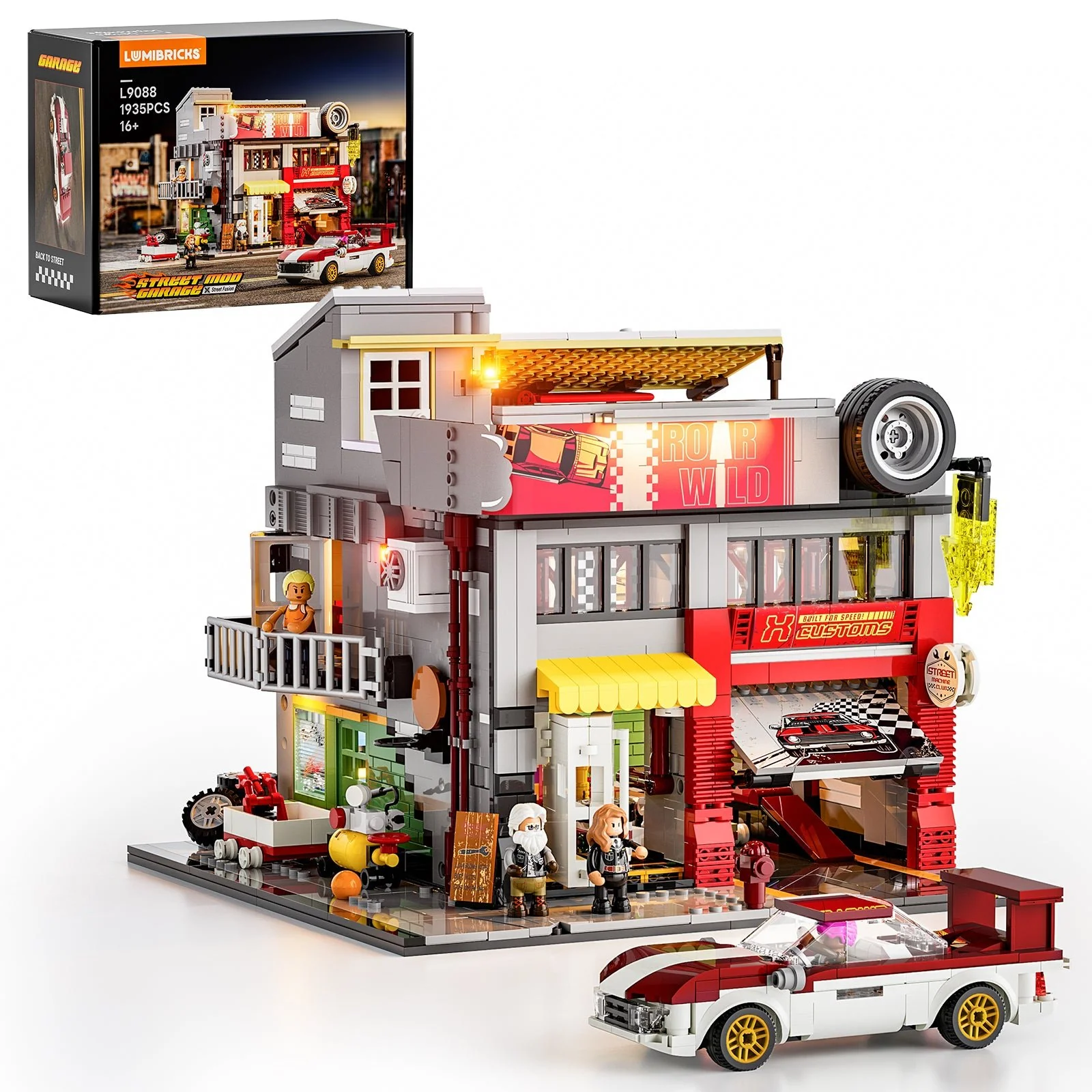 Street MOD Garage Building Set with 6-Slot Car