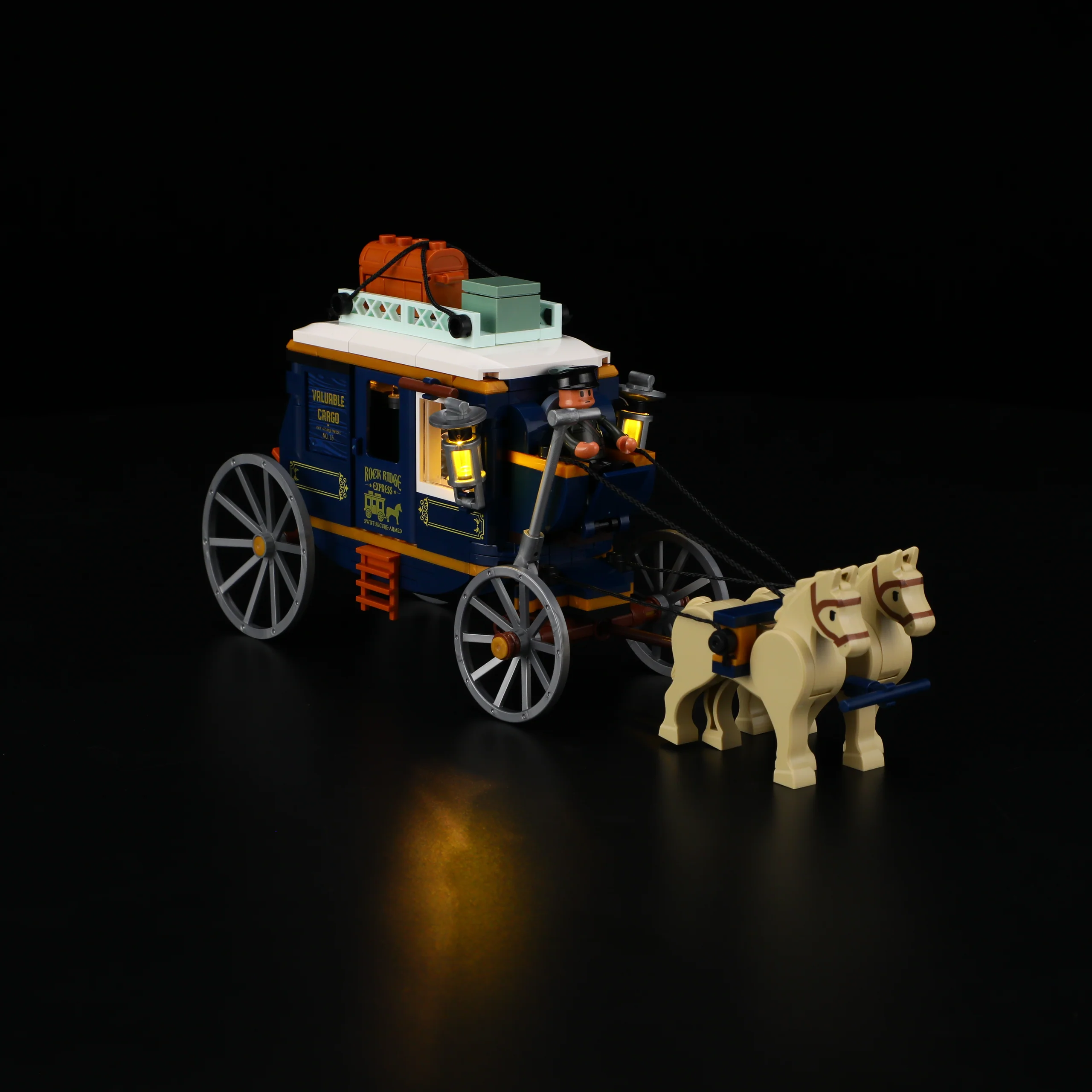 Treasure Stagecoach L9099 Western Vault Wagon with Three Light Effects
