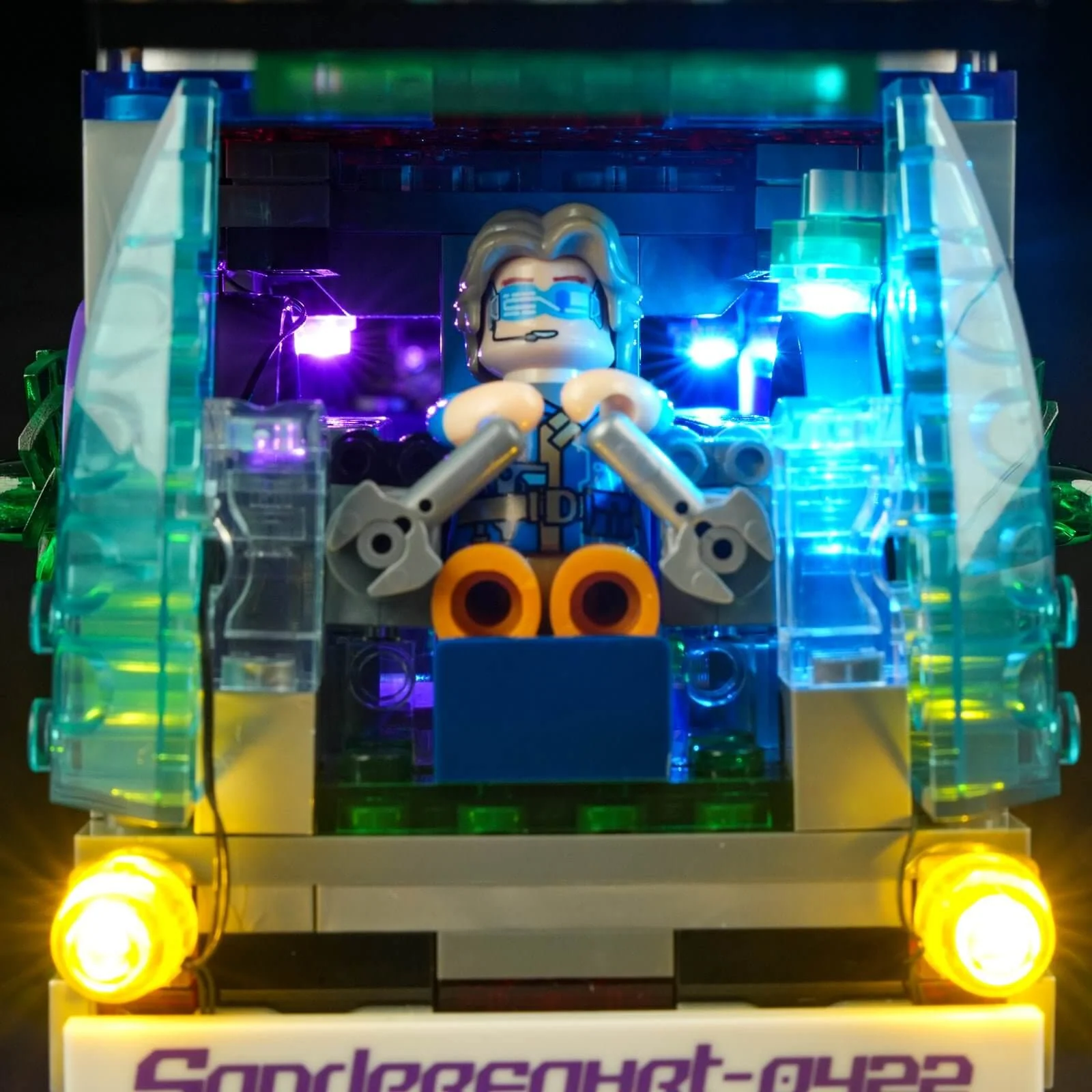 Future Bus Cyberpunk Building Set with Neon Lights