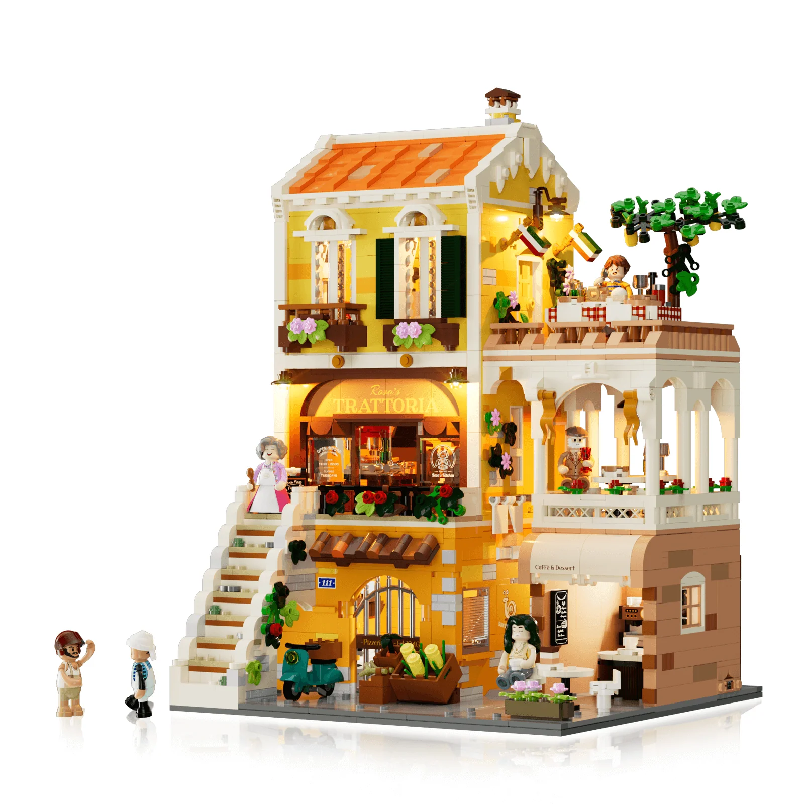 Italian Homestyle Restaurant Modular Street Building Set for Display