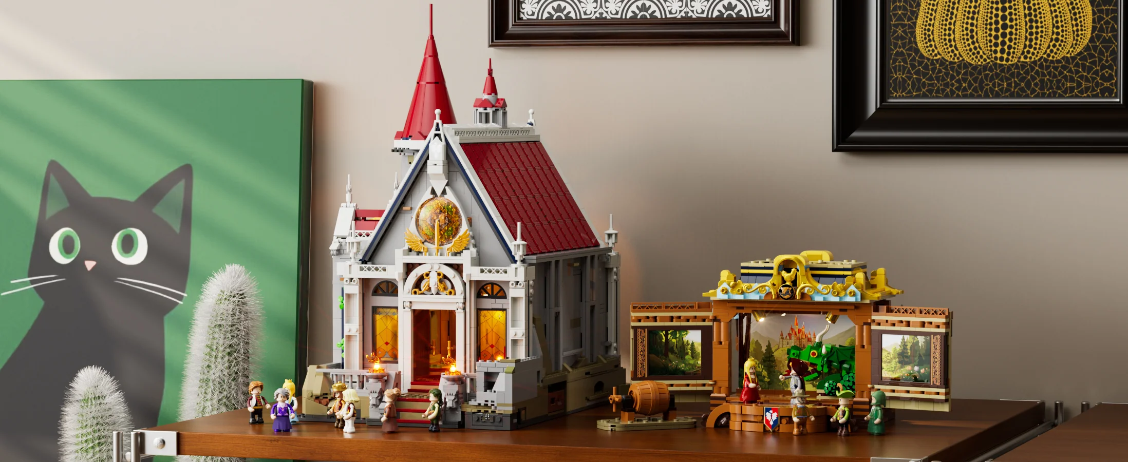 Castle Banquet Hall L9071 Medieval Brick Build with Stained Glass Lights