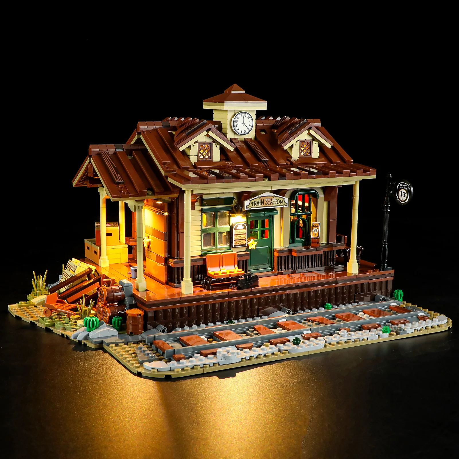 West Train Station 1974-Piece Wild West Building Set with Lights