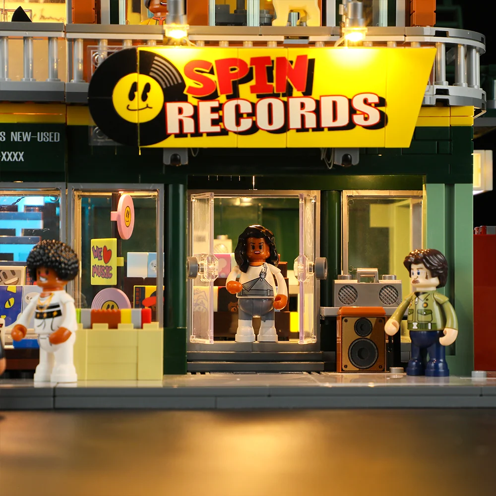 Record Store Building Set with 90s Hip-Hop Street Style