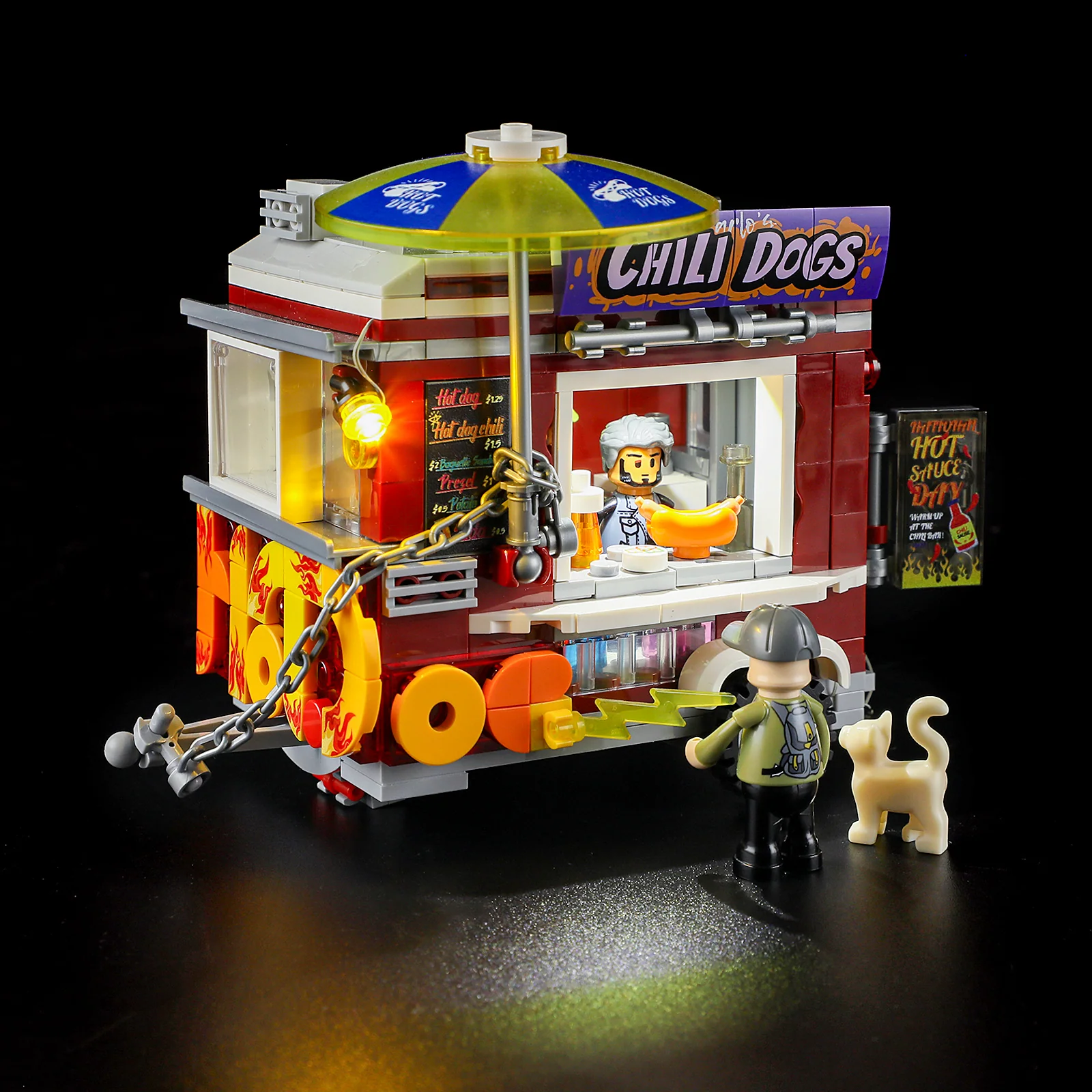 Chili Dog Trailer Building Set with 90s Street Food Scene