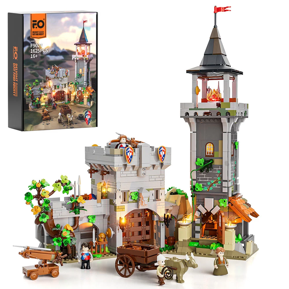 Medieval Watchtower Building Set with 10 Lighted Spots and Minifigures