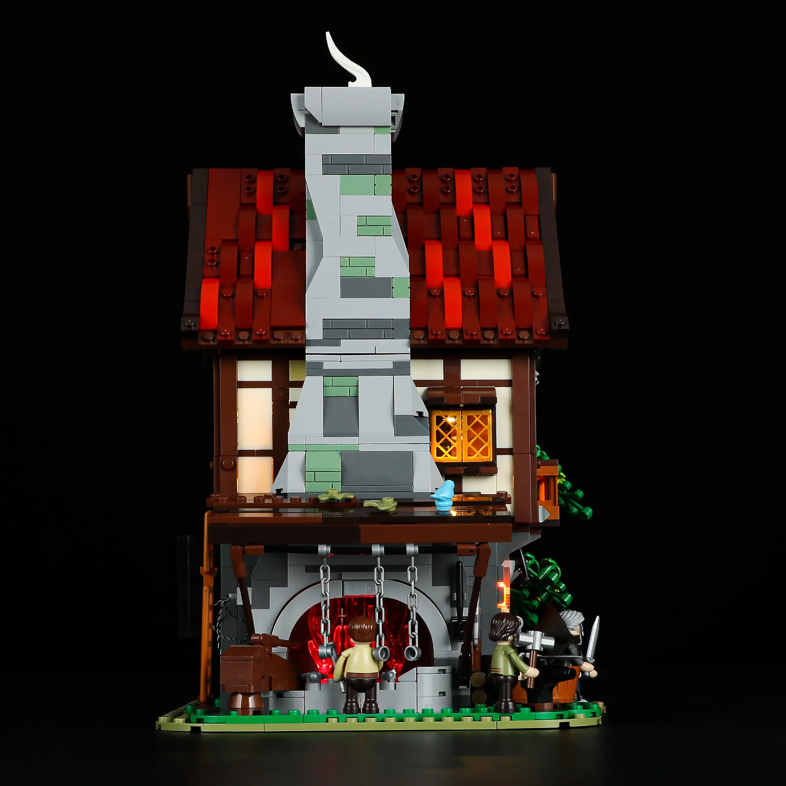 Forge House 1595-Piece Medieval Workshop Building Set with Lights