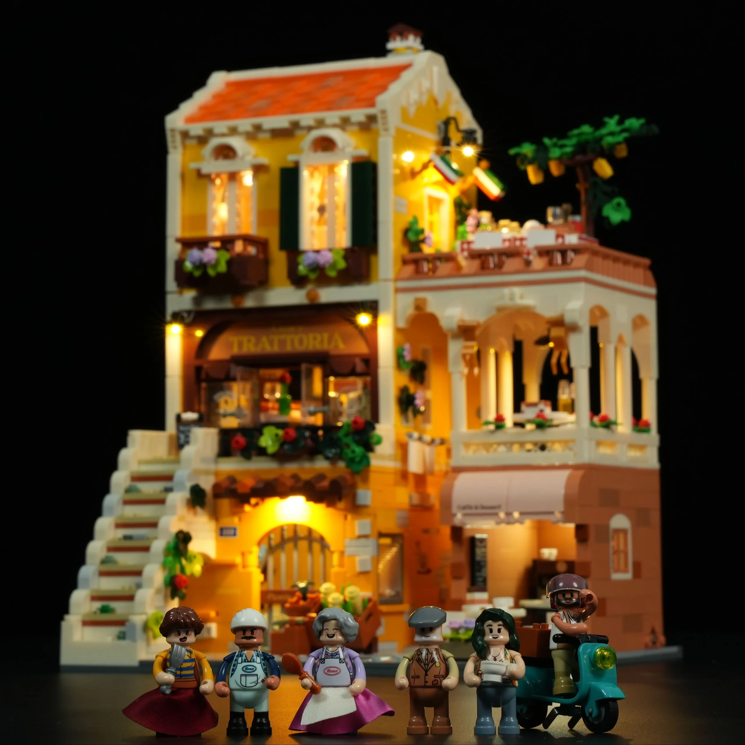 Italian Homestyle Restaurant Modular Street Building Set for Display