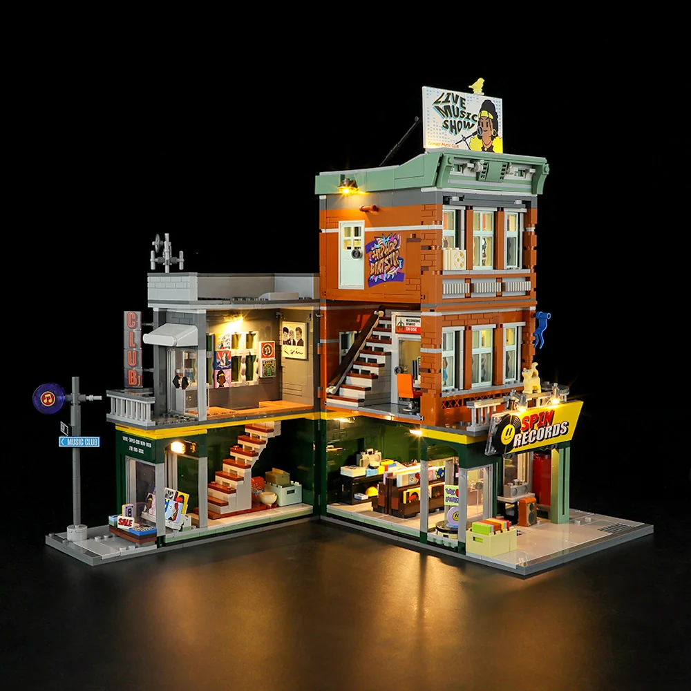 Record Store Building Set with 90s Hip-Hop Street Style