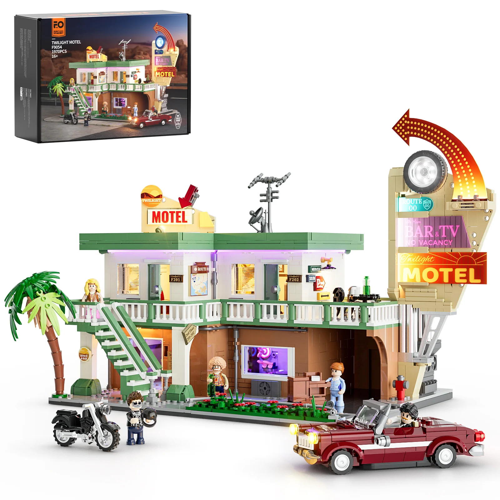 Twilight Motel Retro Neon Building Set with 22 LED Lights