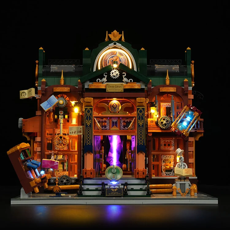 Steampunk Time Rift Library Build Set with 17 LED Lights