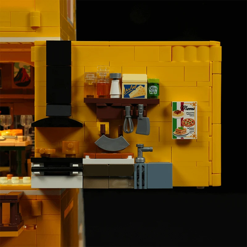 Italian Homestyle Restaurant Modular Street Building Set for Display
