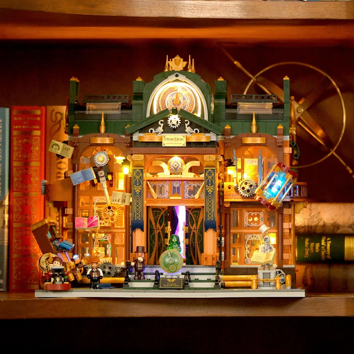Steampunk Time Rift Library Build Set with 17 LED Lights