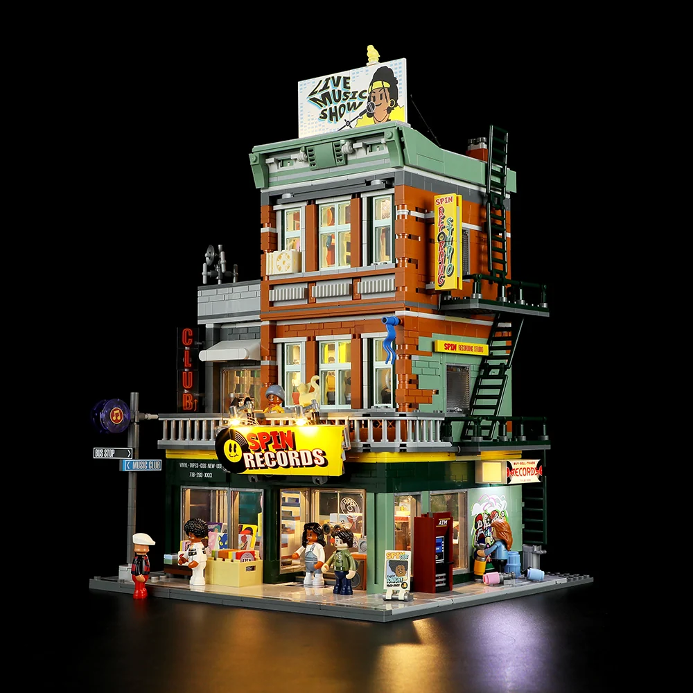 Record Store Building Set with 90s Hip-Hop Street Style