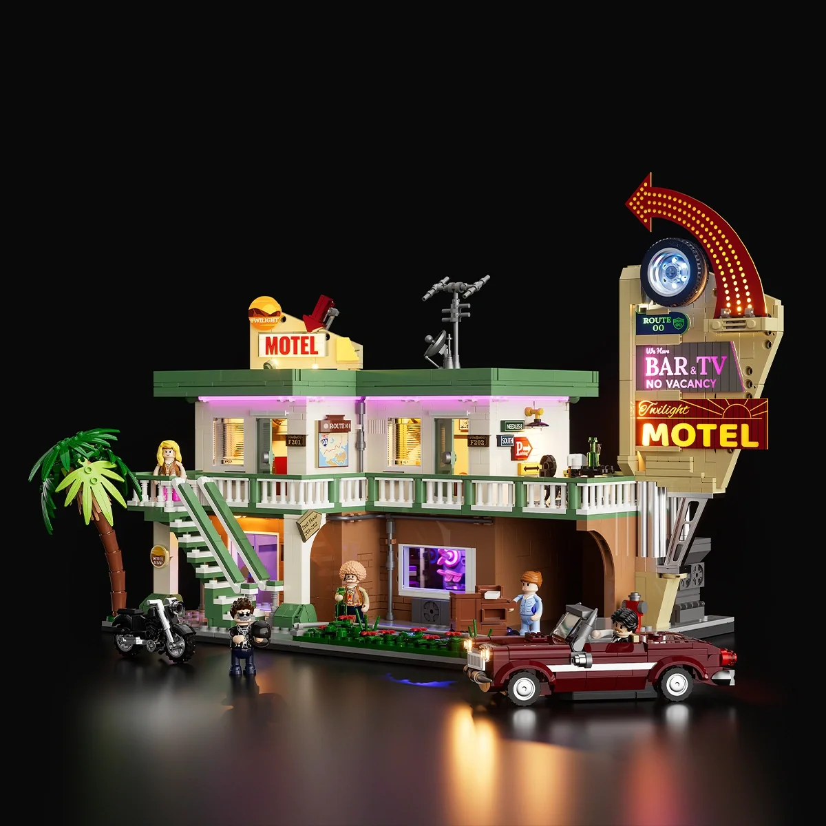 Twilight Motel Retro Neon Building Set with 22 LED Lights