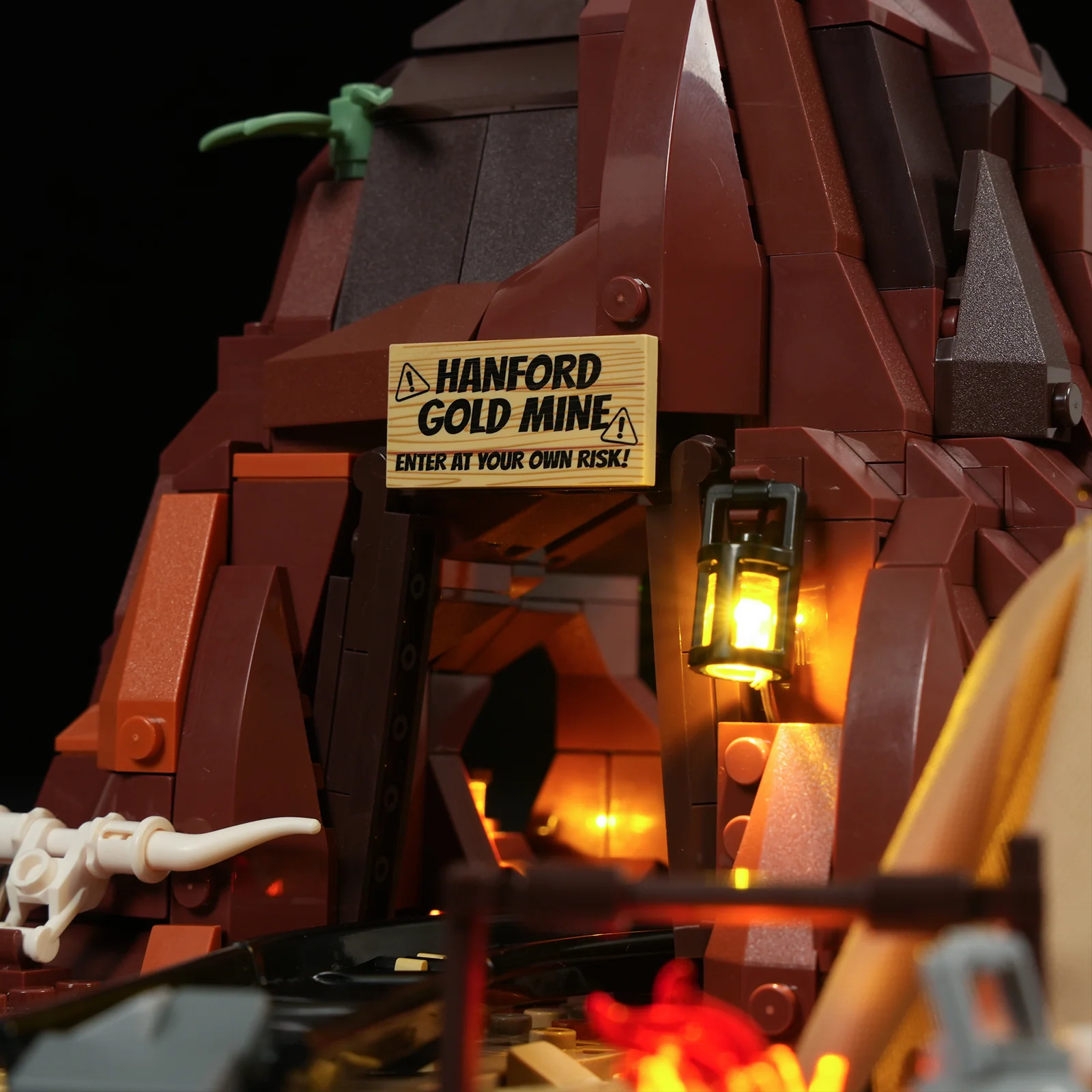 Old West Gold Mine Building Set with Camp Lighting