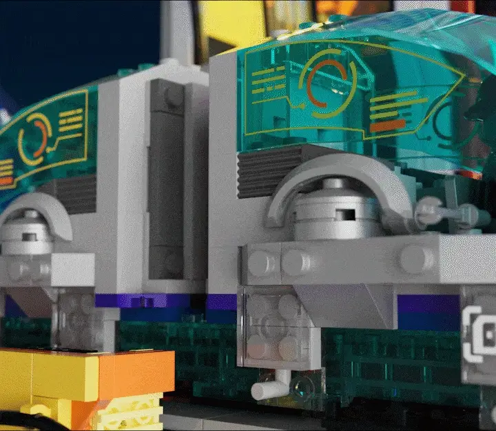 Floating Train Station Cyberpunk Building Set with LED Lights