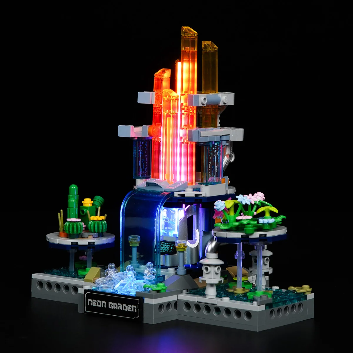 Neon Garden Cyberpunk Building Set with Sound-Reactive RGB Lights