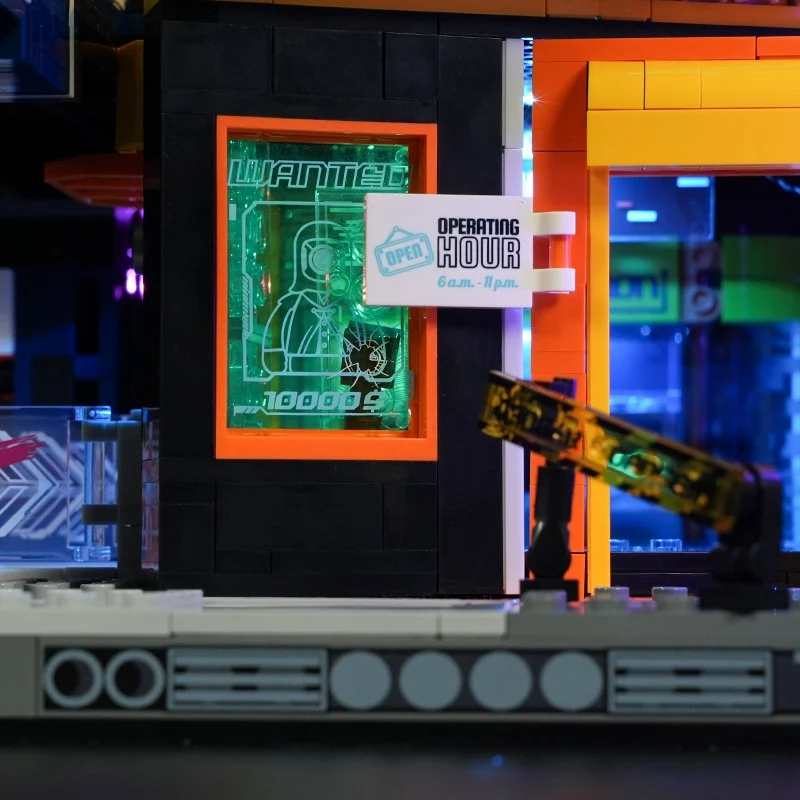 Floating Train Station Cyberpunk Building Set with LED Lights